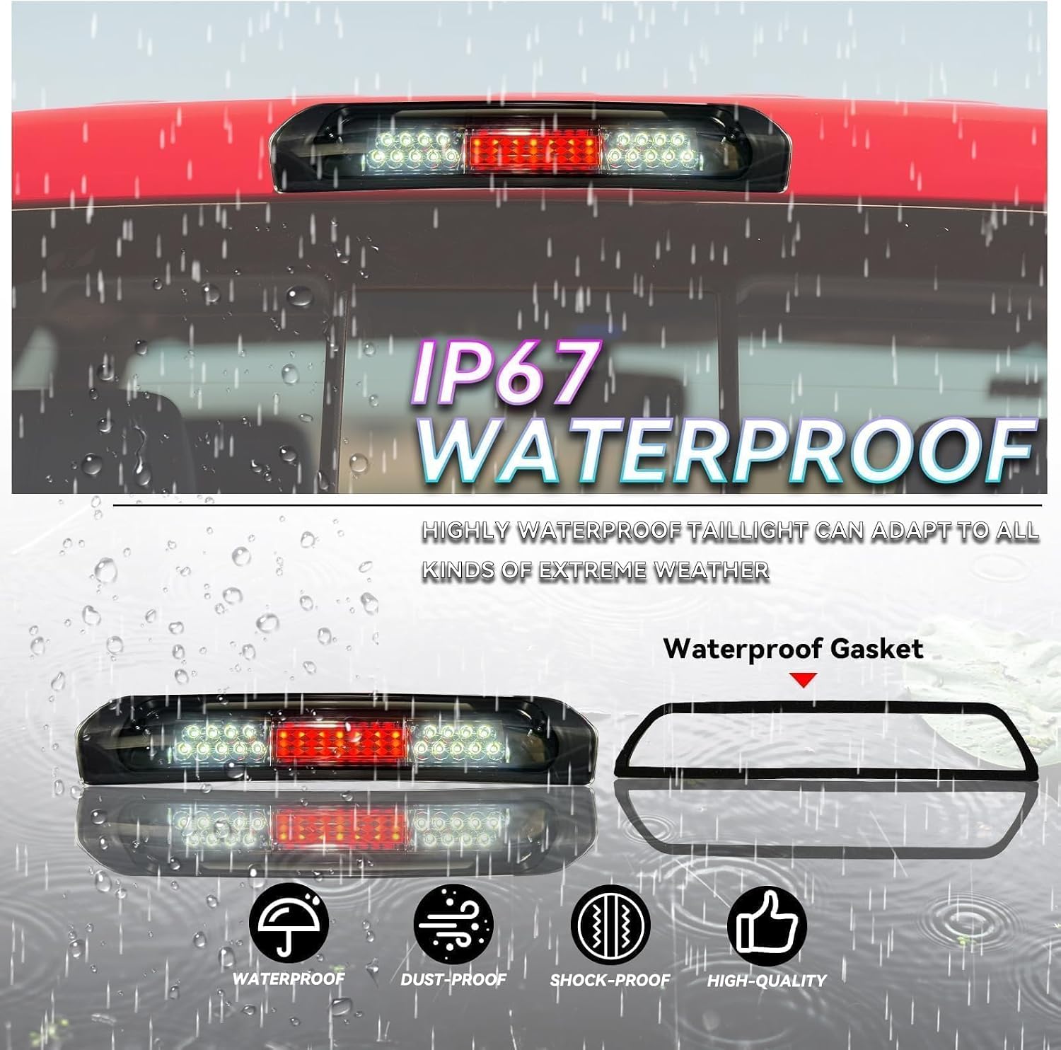 All-in-one LED 3rd Third Brake Light Cargo Light Upgraded Version High Mount Stop Light for 2002-2008 Dodge Ram 1500, 2003-2009 Dodge Ram 2500 3500.