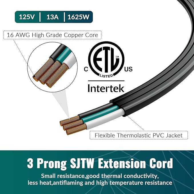 Elecan Flat Plug Extension Cord 4 Ft 2 Pack - Image 5
