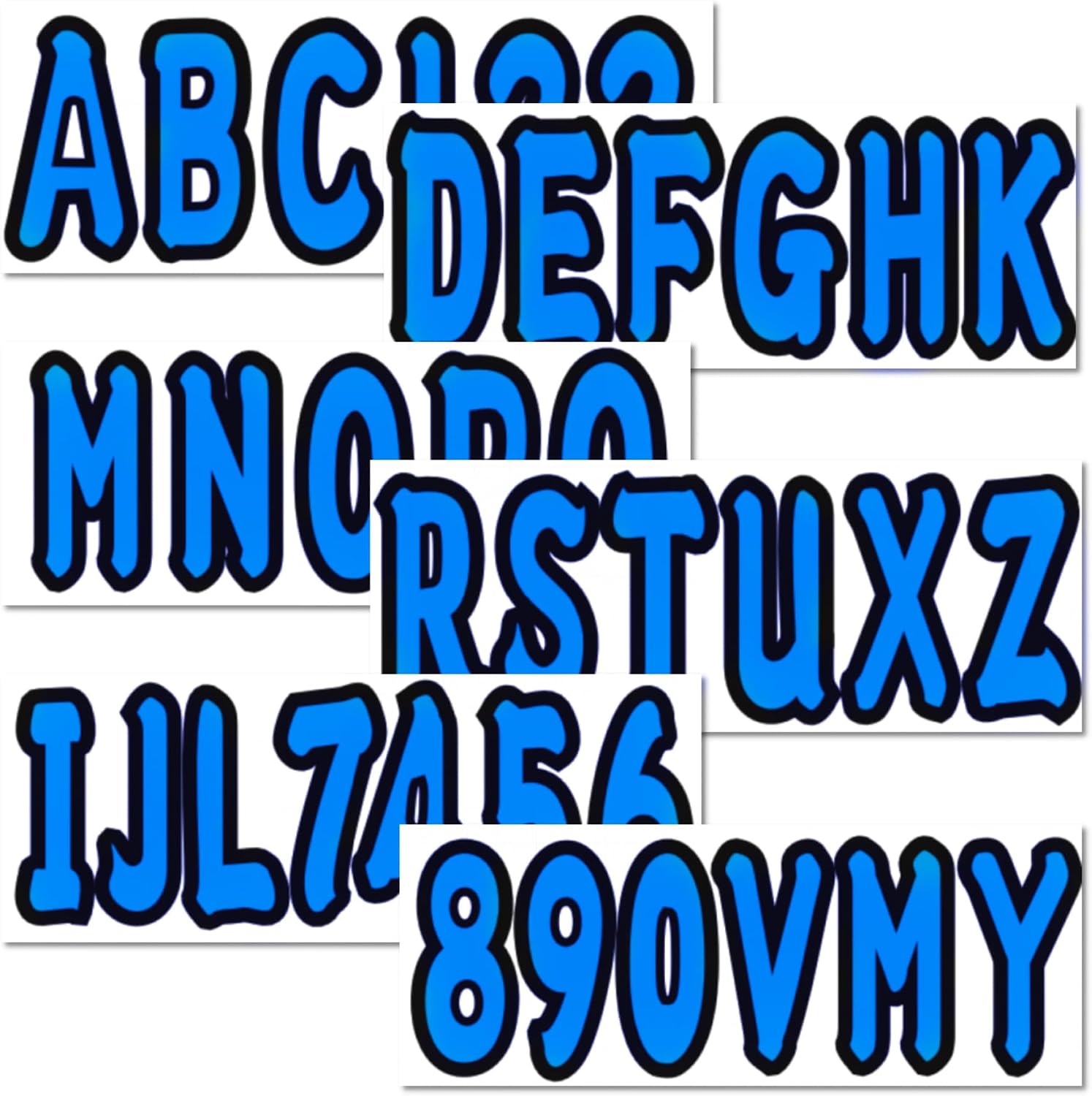 3 inch Boat Registration Number and Letter Vinyl Marine Grade Sticker Decal | Hull, PWC, Jet Ski & Pontoon, Vinyl, Waterproof & Anti-Scratch, 4 Sets, Blue
