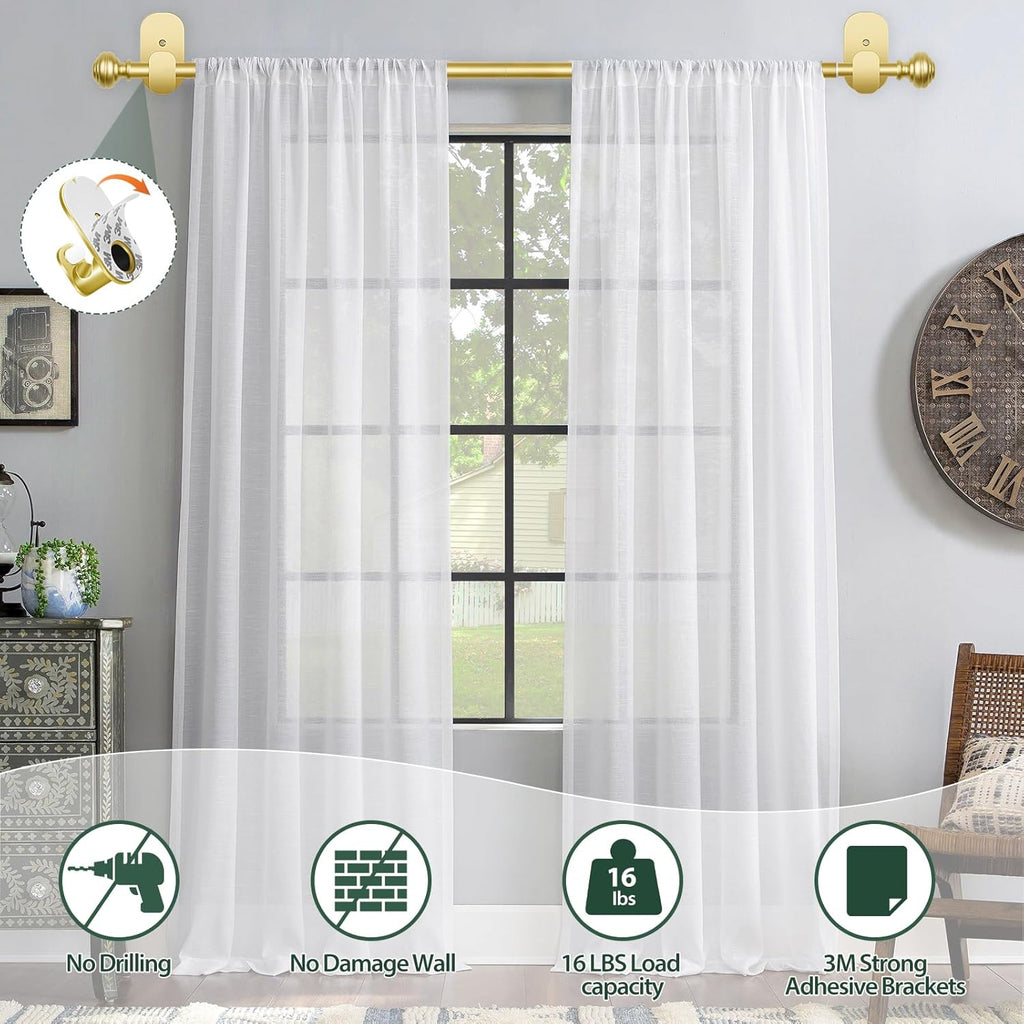 kamanina curtain rods no drilling 2 pack 32-58" shown in use