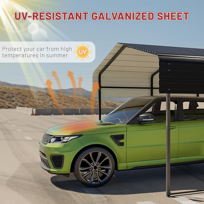 Metal Carport 13 x 20 FT with Heavy Duty Frame & Galvanized Steel Roof - Image 6