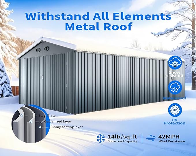 10x20 FT Outdoor Storage Shed, Metal Garage Shed - Image 8