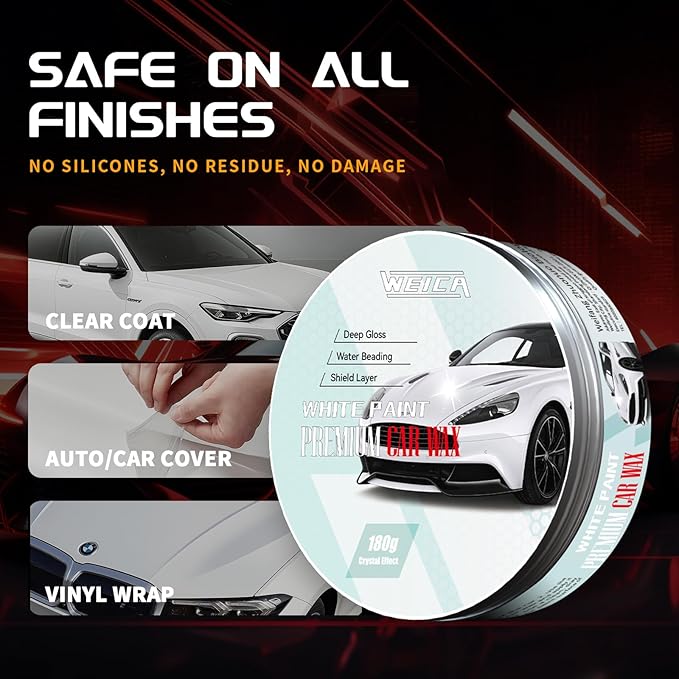 Car Wax for Light & Metallic Cars | White, Pearl | Anti-Yellowing Carnauba | - Image 4