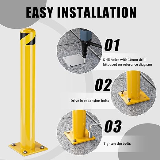 Safety Bollard Post, 36 Inch Height Steel Bollards, 4.5 Inch Diameter Parking - Image 4
