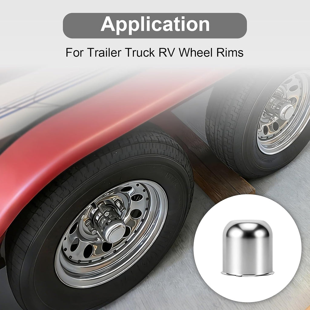 3.31" Push Through Center Caps for Trailer Truck RV Wheel Rims 3.31" Center Bore Chrome Carbon Steel, 3.31" Center Hole, 3.03" Height, 4Pack, Silver