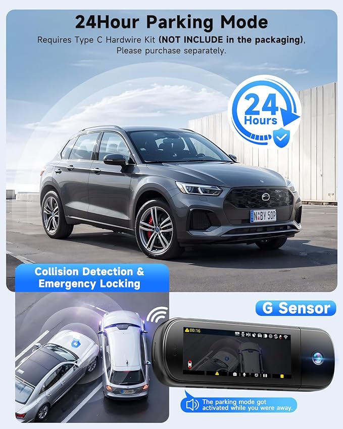 3 Channel Dash Cam, SARMERT 4K Dash Cam Front Inside and Rear