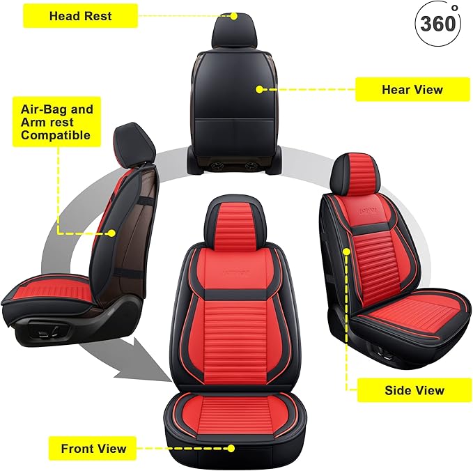 LINGVIDO Car Seat Covers, Breathable and Waterproof Faux Leather Automotive - Image 5