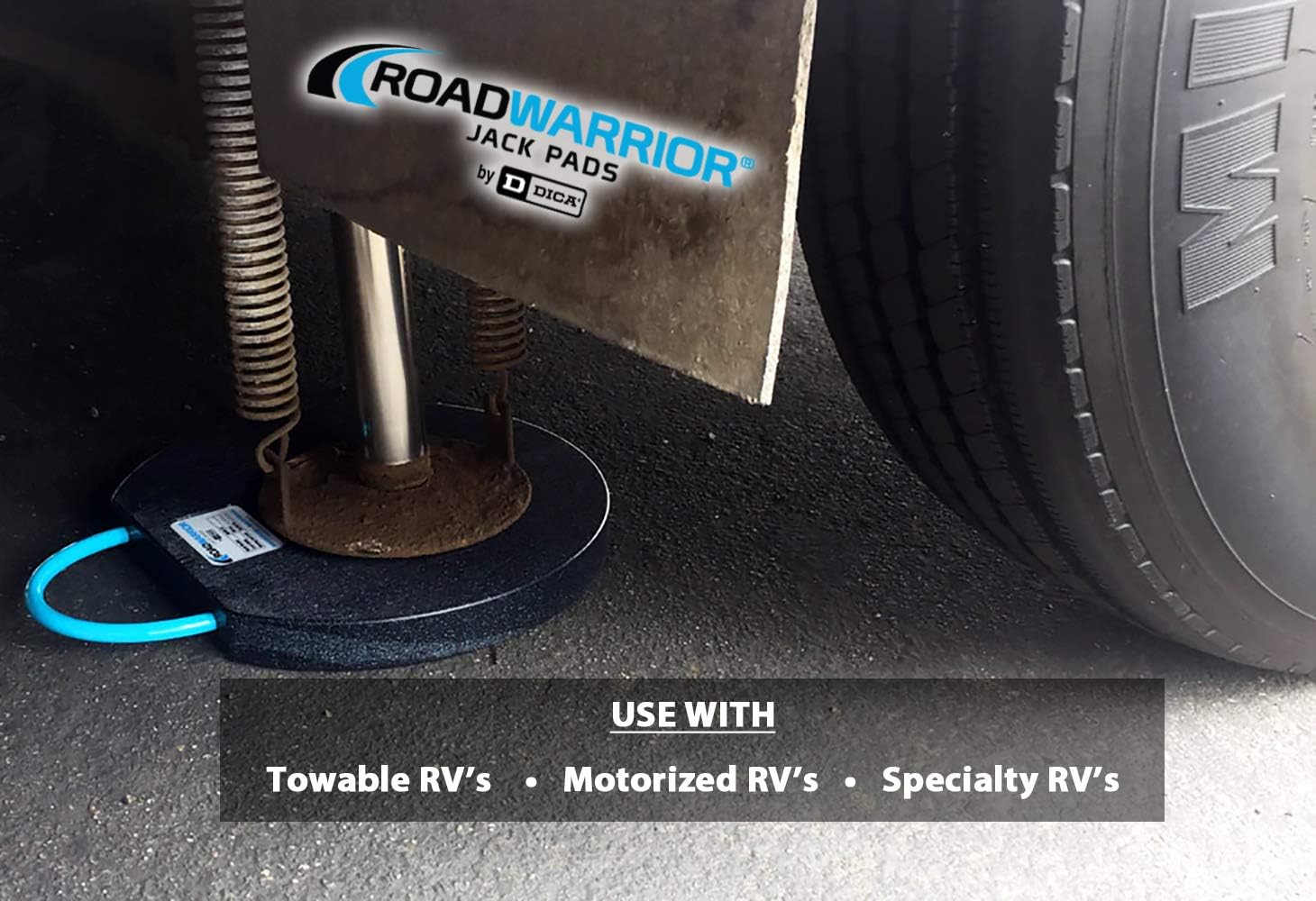 RoadWarrior Heavy-Duty RV Jack Pad – Polymer Stabilizer Block, 25,000 lb Load Rating, TuffGrip Handle, Stackable & Waterproof, Made in USA, 12"X1" (1 Pad)