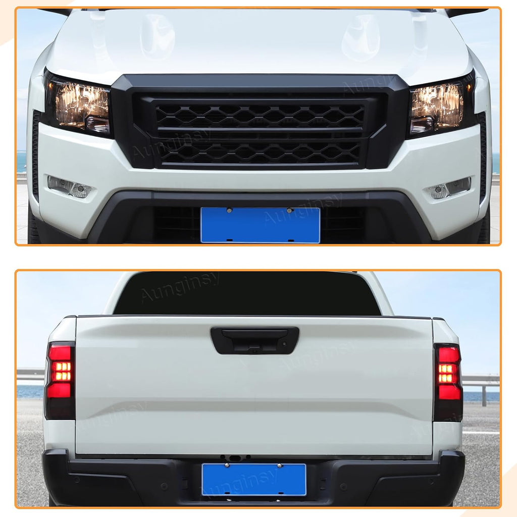 Car Front Headlight Tint Film & Rear Taillight Trim Sticker Compatible with Nissan Frontier 2022-2025, Precut Taillight Headlight Lamp Overlay Kit Black Transparent TPU Decals Protector Accessories