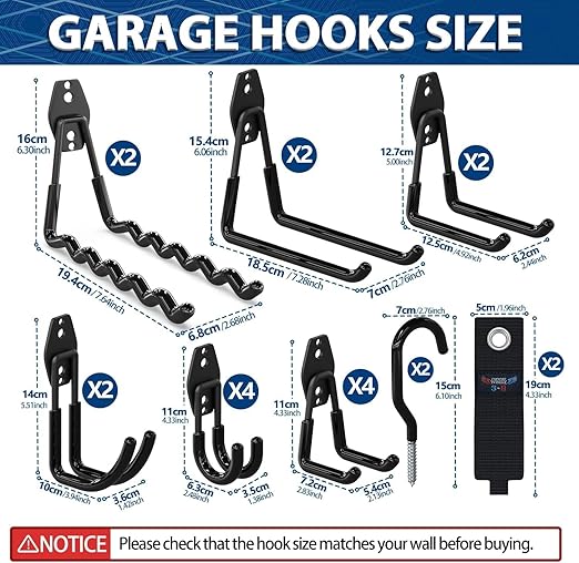 3-H Garage Wall Hooks 34 Pack, Garage Hooks Heavy Duty - Image 2