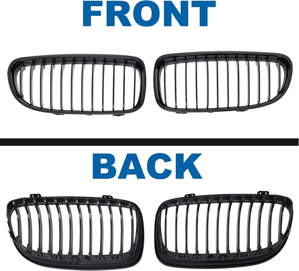 E90 Grille - Black Kidney Single slats Grill Compatible With BMW 3 series E90 2009-2011 323i 328i 328xi 335d 335i 335xi Sedan LCI，E91 328i 328xi Touring LCI,ABS Gloss Black Kidney Grill