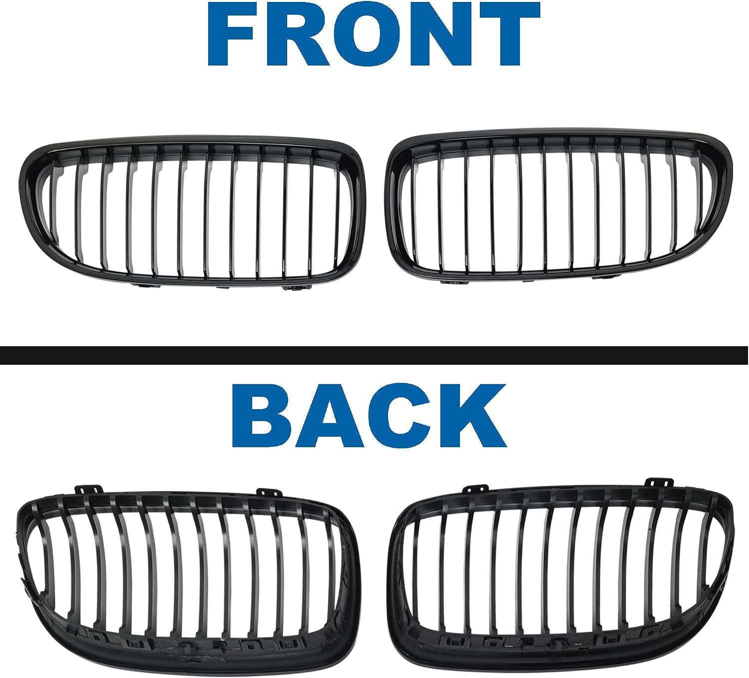 E90 Grille - Black Kidney Single slats Grill Compatible With BMW 3 series E90 2009-2011 323i 328i 328xi 335d 335i 335xi Sedan LCI，E91 328i 328xi Touring LCI,ABS Gloss Black Kidney Grill
