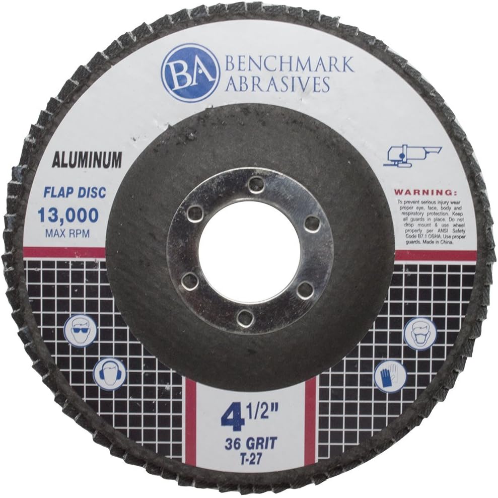 benchmark abrasives 4.5" x 7/8" premium stearate coated, close-up detail