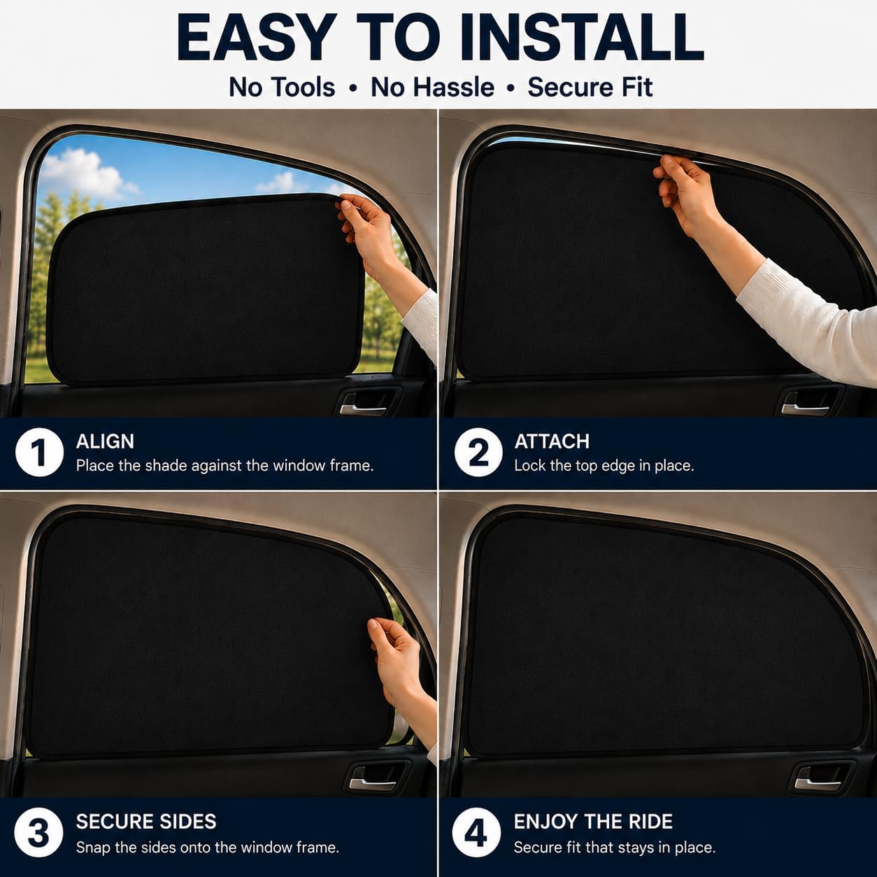 Car Window Shades for 2015-2025 Fo'rd F150 Rear Side Window Shade | Breathable Car Privacy Window Covers, UV Protection & Heat Insulation, Sunshade for Baby Camping Napping, 2PCS