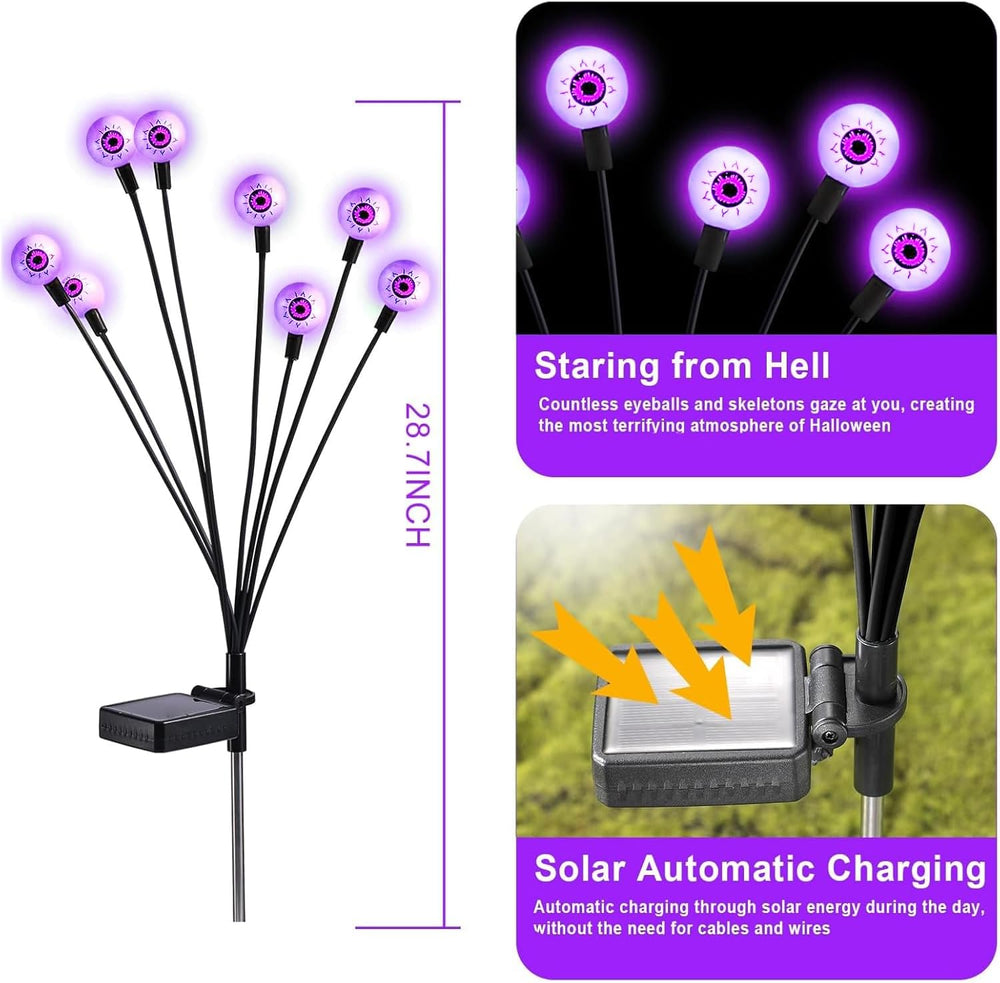 ASMAD Halloween Decorations Outdoor Solar Scary Eyeball Light,10Pack 80LEDs