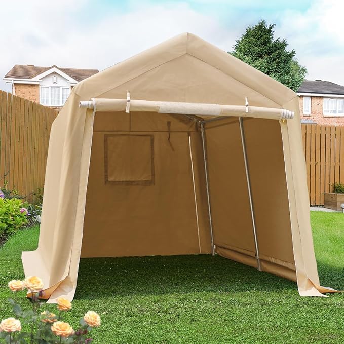 ADVANCE OUTDOOR 8X14 ft Steel Metal Peak Roof Portable Garage Shelter Storage - Image 7