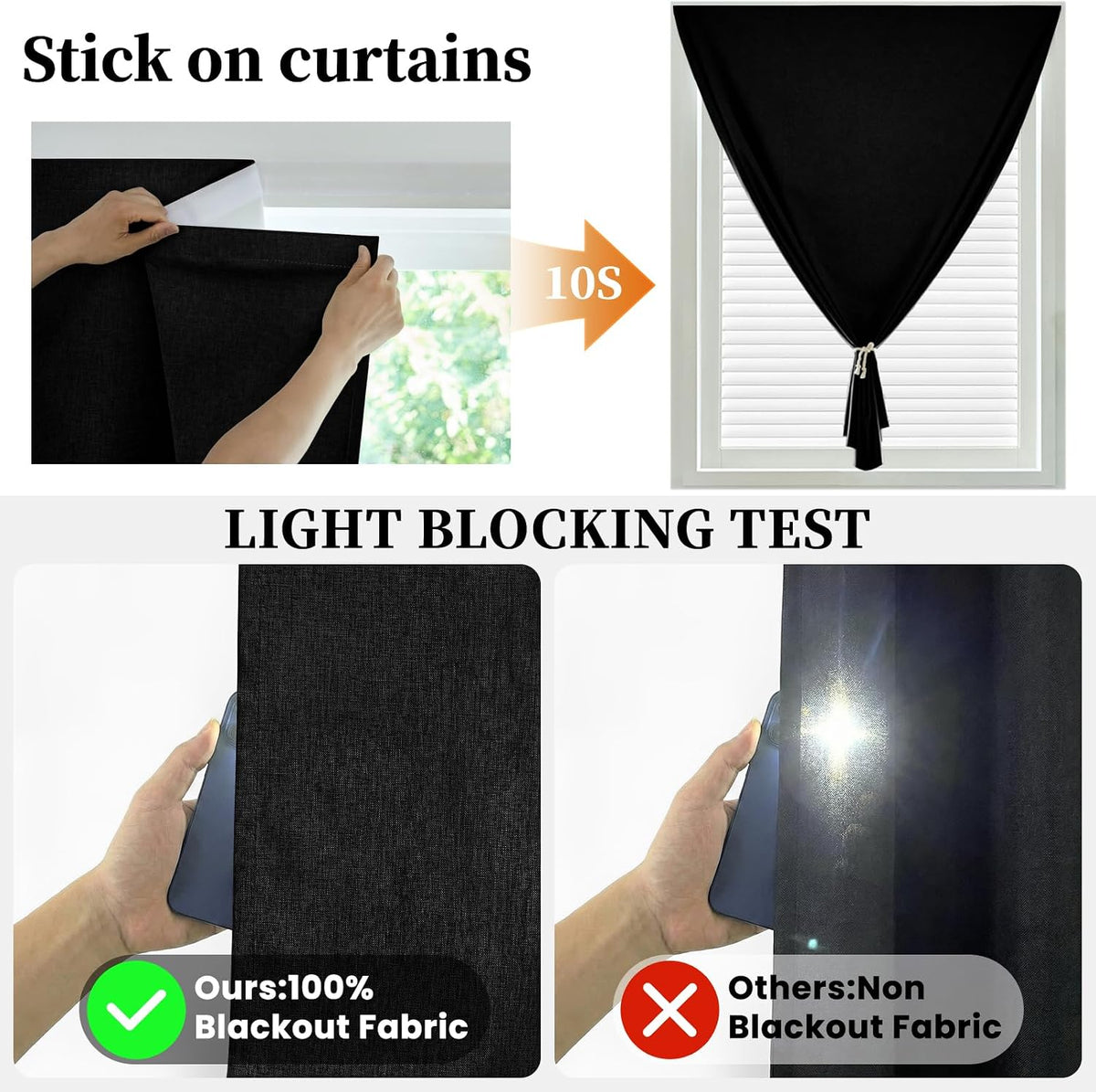 100% blackout adhesive blackout curtains- self stick shades shown in use