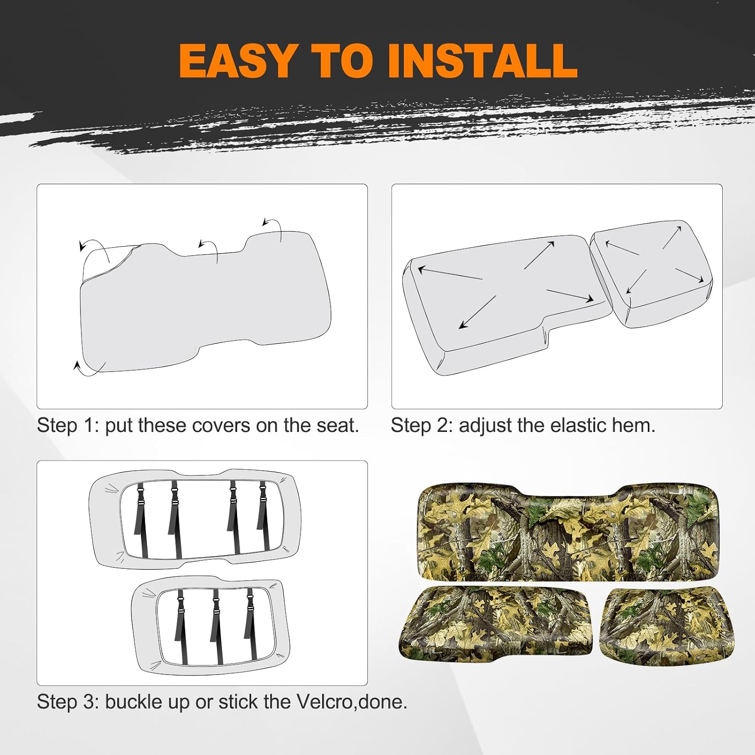 BORDAN Heavy Duty UTV Seat Cover for 2017-2021 Polaris Ranger XP 1000, Waterproof 1680D Camo Seat Covers for UTV Polaris Ranger 1000 2020-2025 Full Protection Outdoor (3 PCS)