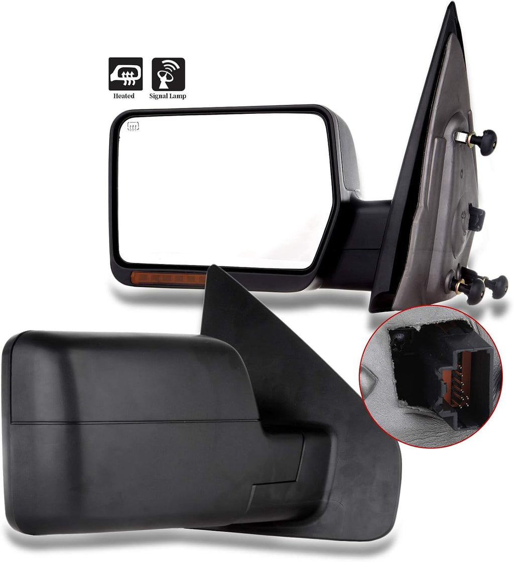 Driver Side Heated Towing Mirrors Fits 2004 2005 2006 for Ford for F150 Pickup Truck, Power Adjusted View Mirror with Turn Signal Indicator