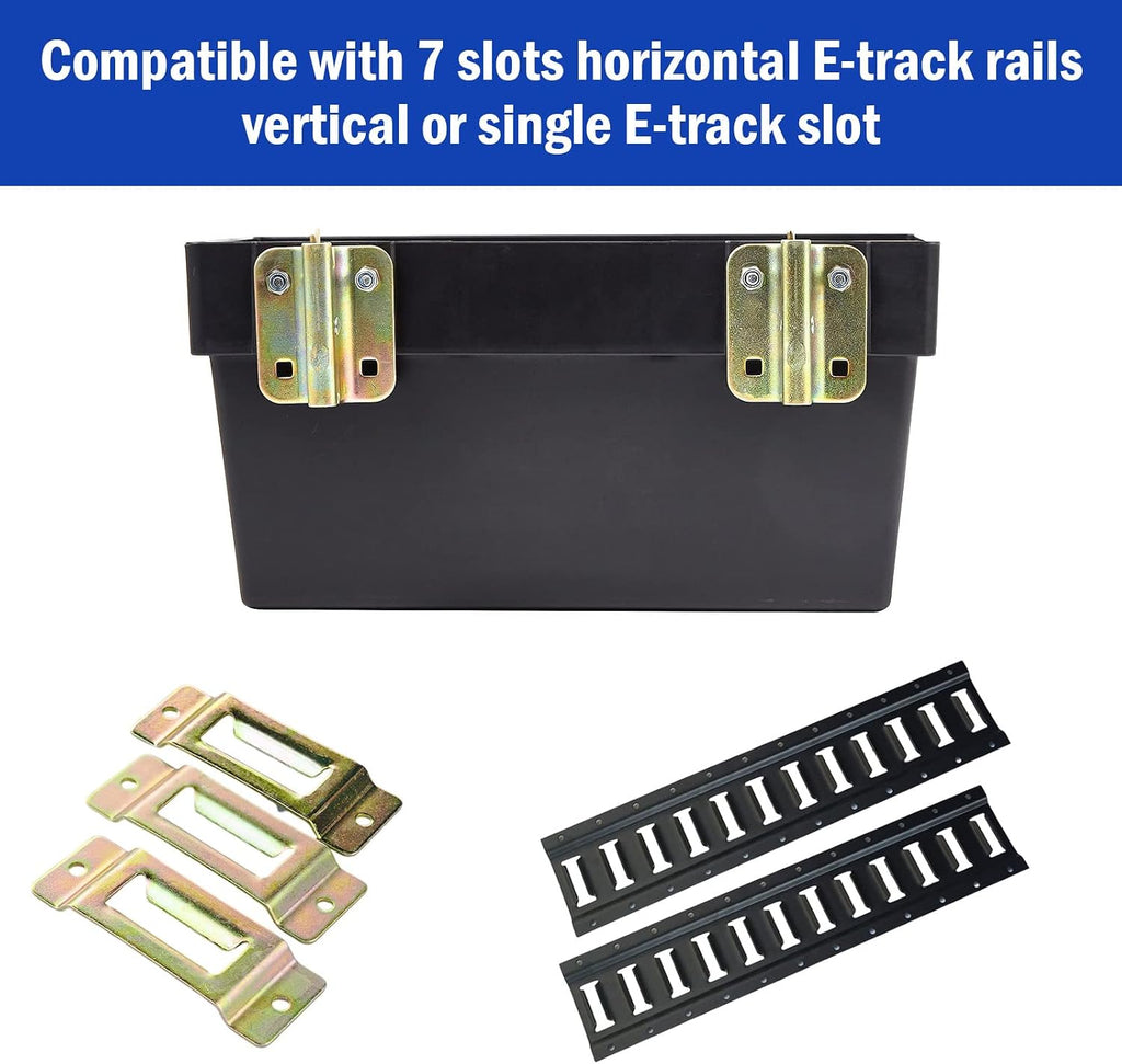 2 Pack E-Track Storage Bin for E-Track System E Track Accessories Storage Box for Trucks Easily Organizer Basket for Enclosed Trailer