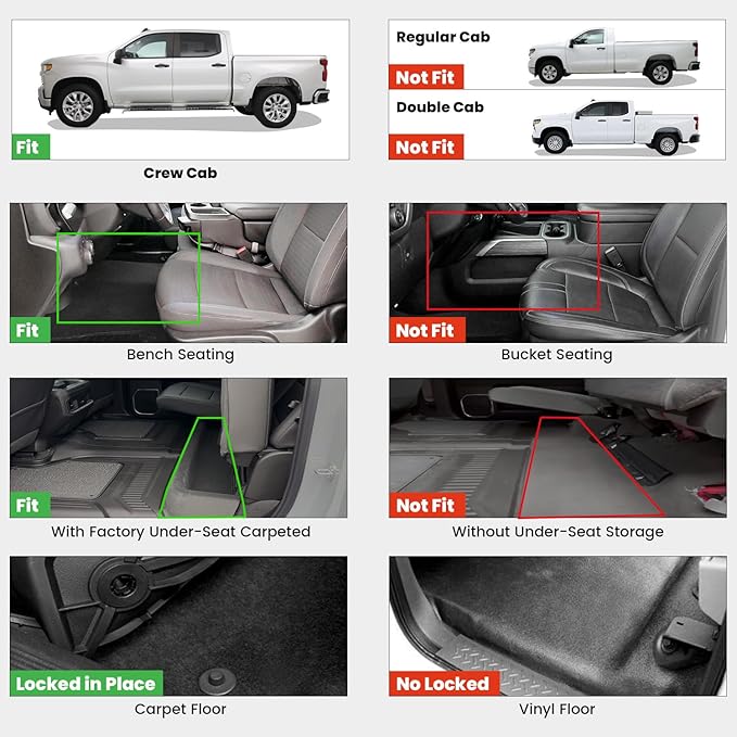 LASFIT Floor Mats 2019-2025 for Chevy Silverado/GMC Sierra 1500, 2020-2025 - Image 2