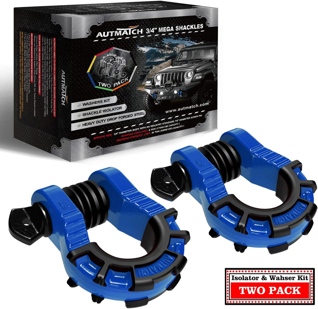 autmatch 3/4" mega d ring shackles (2-pack), main product view