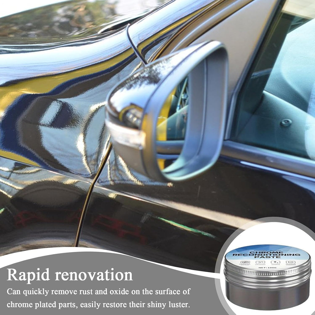 Chrome Polished Scratch Remover, 100g Reconditioning Paste with Repair Wax, Aluminum and Stainless Steel Cleaning Agent for Vehicle, Home, Garage, Workshop Use