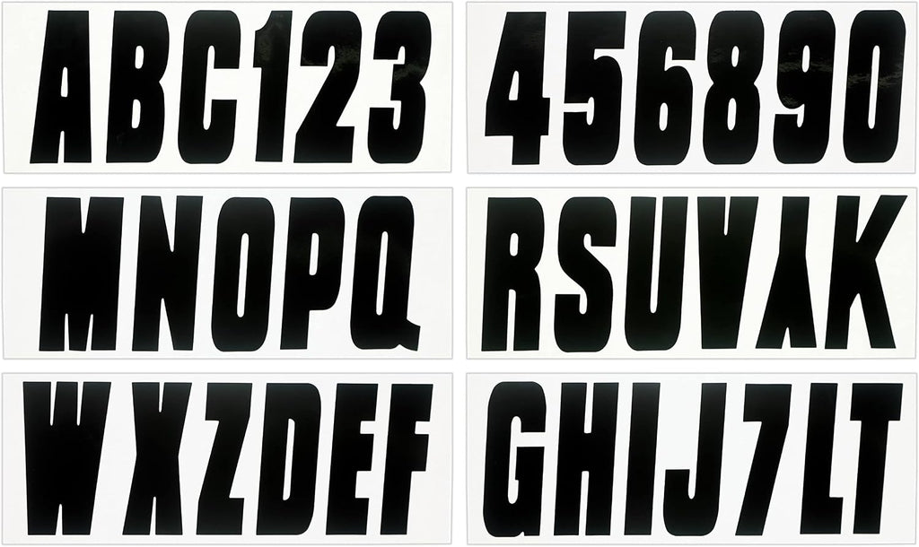 Hardline Products USA Series 350 Boat Lettering & Registration Decal Kit – Solid Black, 3-Inch –Fuel Resistant Marine Vinyl – Fits Boats, PWC, Pontoons – 146 Piece Set -BLK350EC