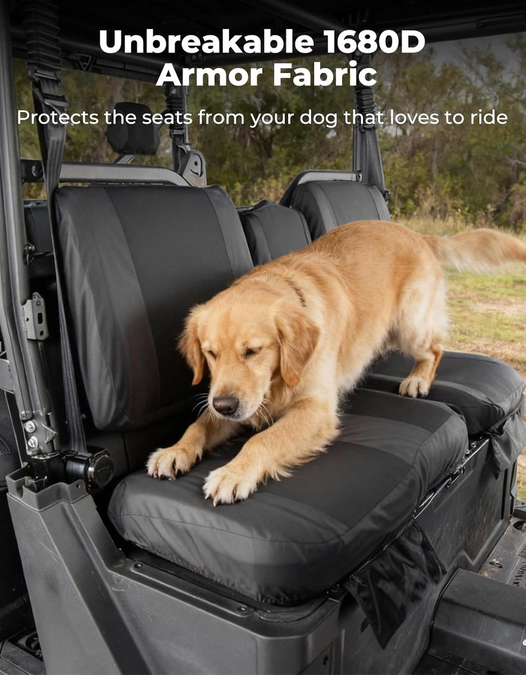 KEMIMOTO 1680D Seat Covers Set Compatible with CFMOTO Uforce 1000 2019-2024/1000 XL 2022-2024 (Front Seats) Oxford Fabric Pet Toenail Proof Water-Resistant Seat Cover Accessories