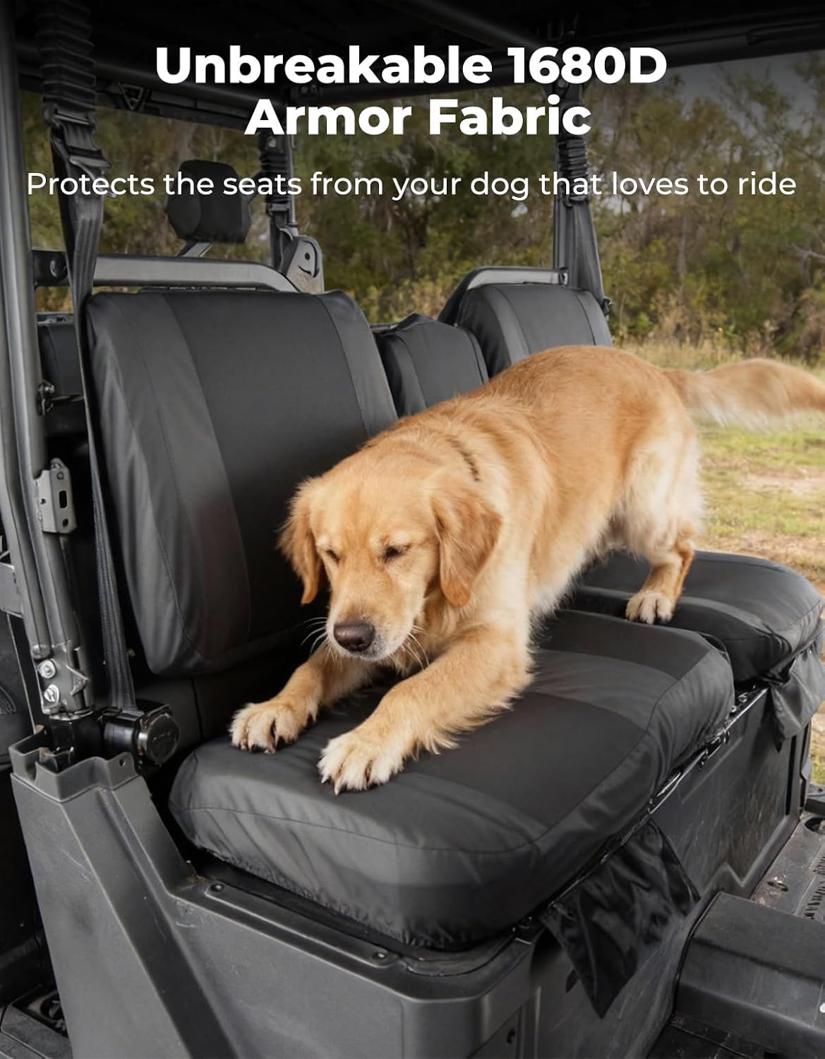 KEMIMOTO 1680D Seat Covers Set Compatible with CFMOTO Uforce 1000 2019-2024/1000 XL 2022-2024 (Front Seats) Oxford Fabric Pet Toenail Proof Water-Resistant Seat Cover Accessories