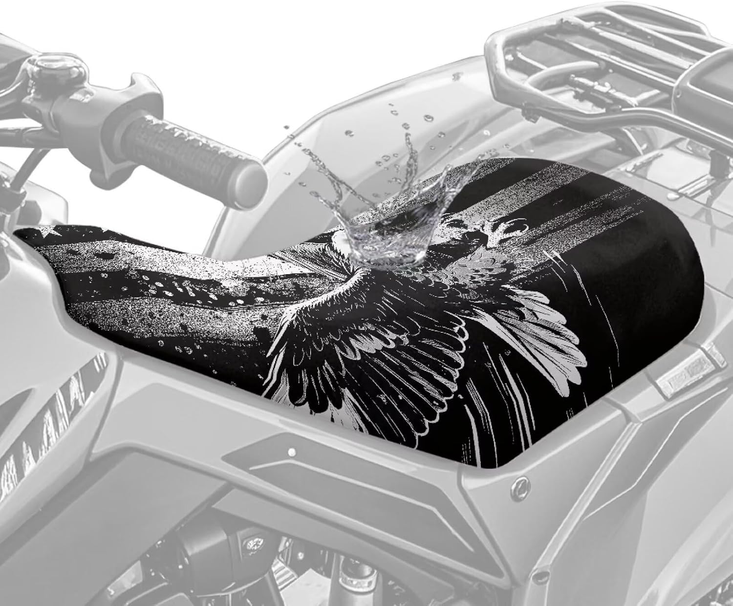 American Flag Eagle ATV Seat Covers Waterproof Soft 4-Wheeler Seat Cushion Covers Breathable Elastic Fit for Most Polaris Sportsman Polaris Scrambler Honda Rancher