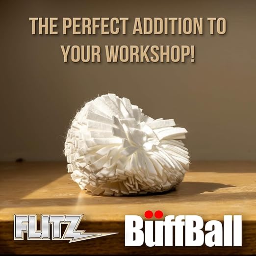 Flitz Buff Ball w/ 1.76oz Metal Polish Paste - 7in Drill Buffer Polisher