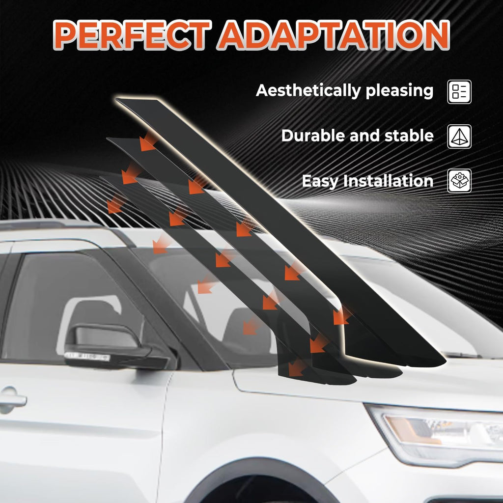 A-Pillar Molding Trim kit w/Clips Compatible with 2011-2019 Ford Explorer Right Passenger Side Outer Windshield Molding Trim Replace BB5Z-7803144-AA 926-451 BB5Z7803136AA BB5Z7803136AB BB5Z7803136BA