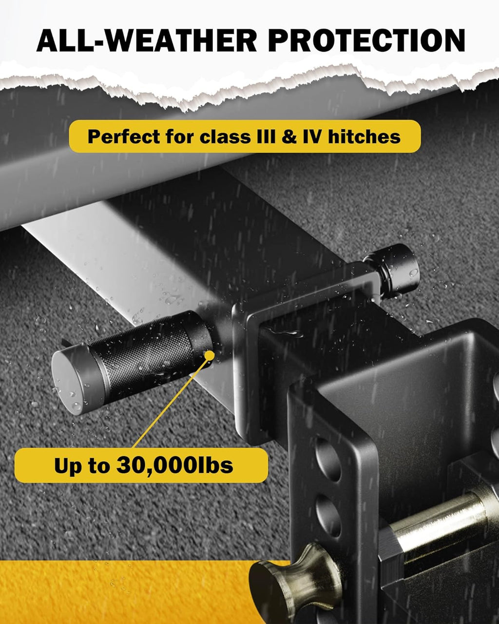 TIROL Trailer Hitch Lock Fits Class III IV 2" & 2-1/2" Receiver, 5/8" Dia 3-1/2" Long Pin Anti-Theft Tow Hitch Pin Lock with Push-to-Lock System, Anti-Rattle O-Rings for Trailer Truck SUV Boat