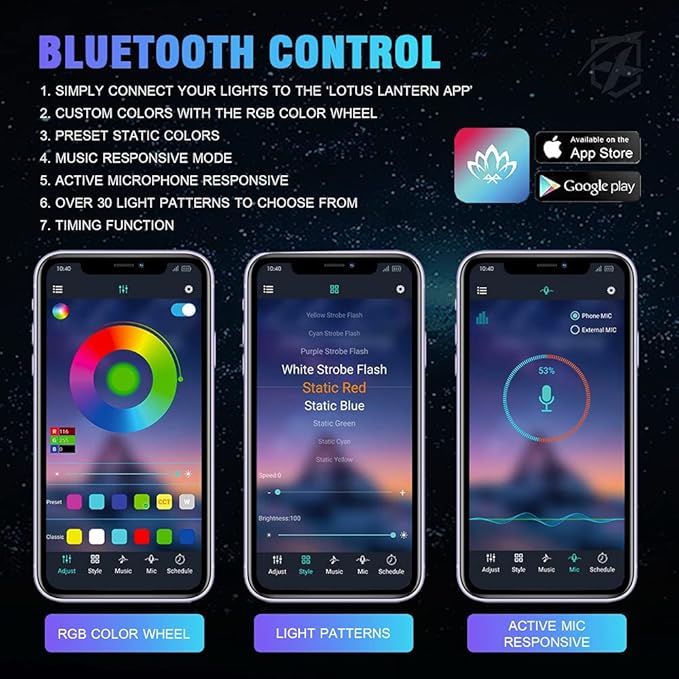 Xprite 8 Pods Rock Lights Wide Angle Bluetooth RGB Rocklights, Compatible Jeep - Image 5