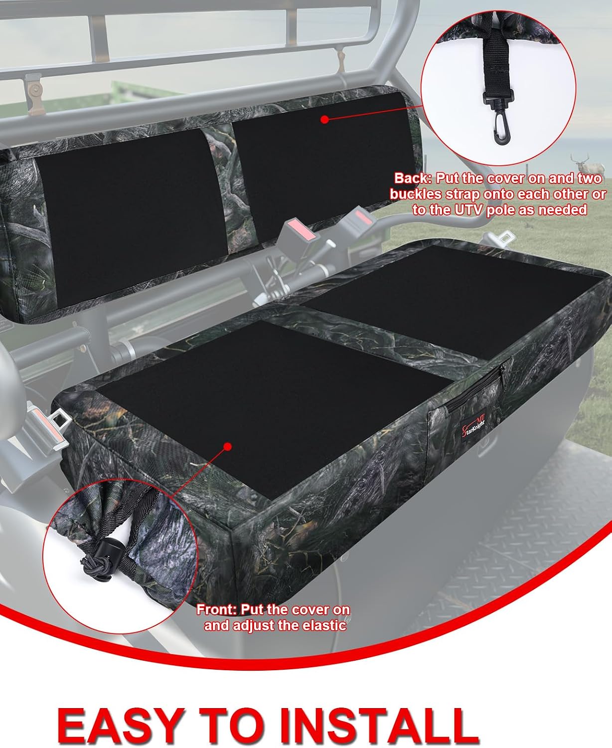 StarknightMT Mule 610 Seat Cover Upgraded Neoprene Compatible with Kawasaki Mule 600/610 2005-2016 & SX 2017-2023, Waterproof Bench Seat Covers Accessories