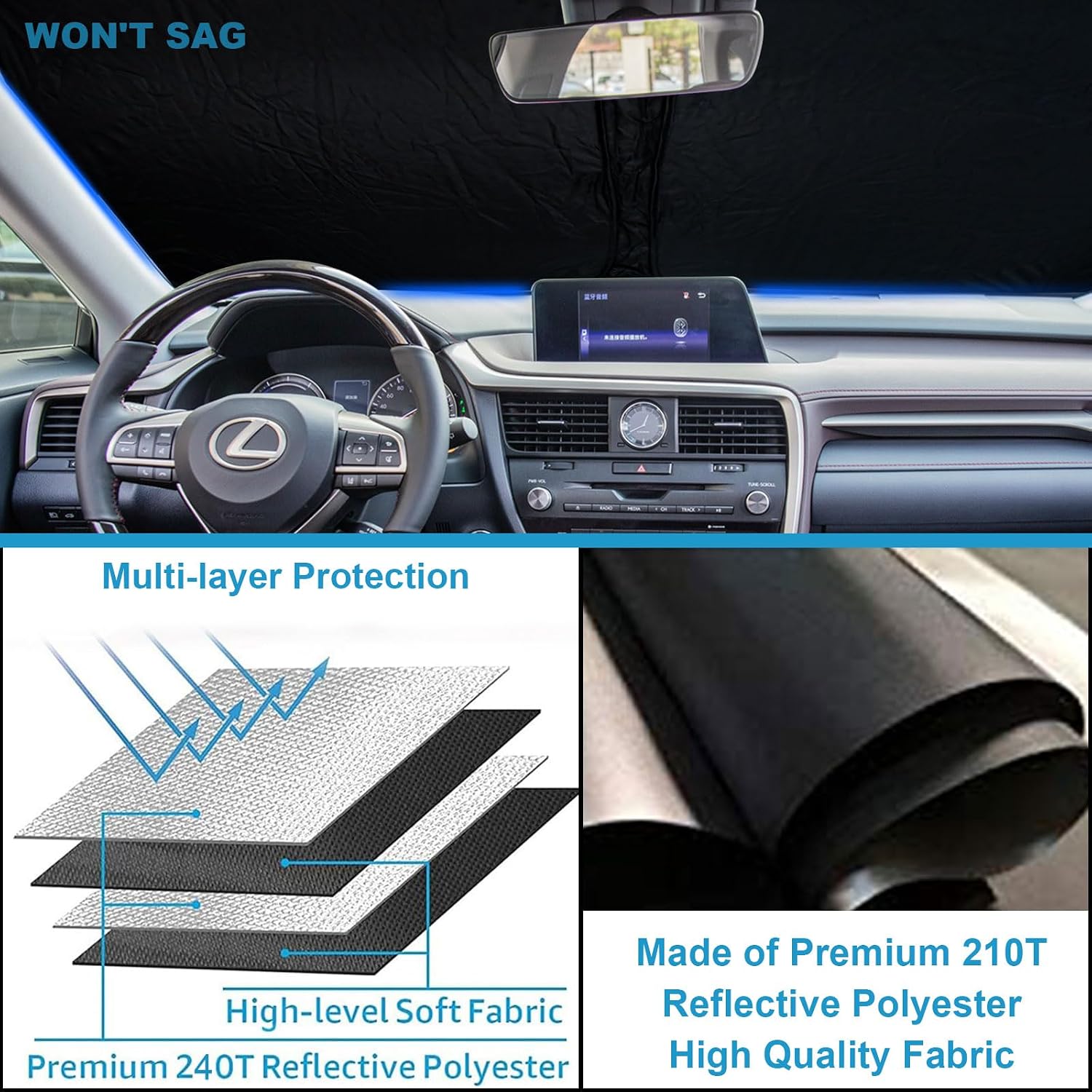 Car Windshield Sun Shade for Lexus RX 2016-2022 Accessories Lexus RX350 300 450 Sunshade Window Sun Visor Protector Foldable Blocks UV Rays Keep Your Car Cool