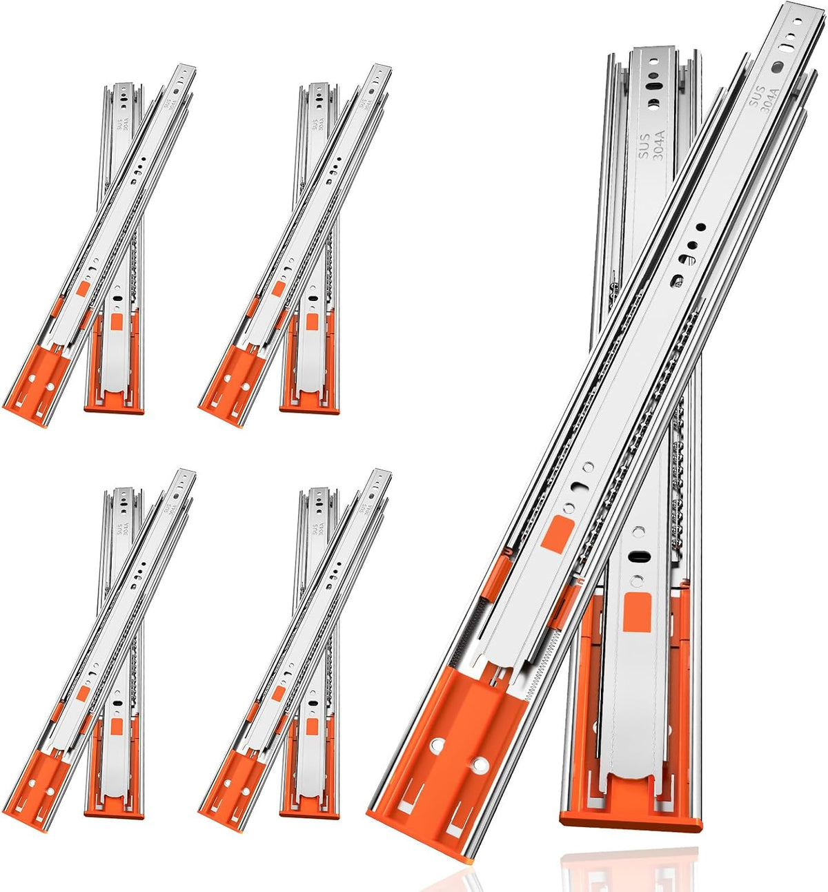 22" soft close drawer slides, stainless steel full, main product view