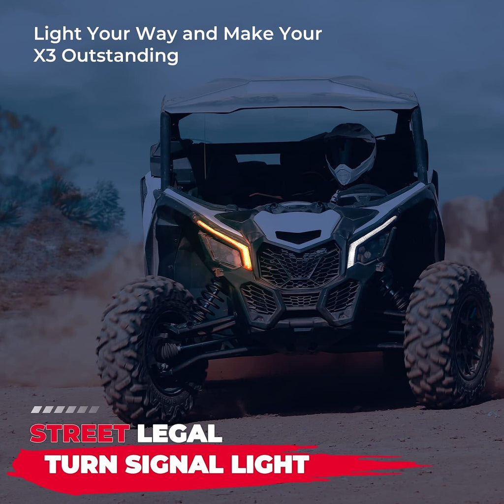 KEMIMOTO X3 Fang Lights RGB Compatible with Can Am Maverick X3 and MAX Models 2017-2026, Front Signature Light Assembly DRL Lighting
