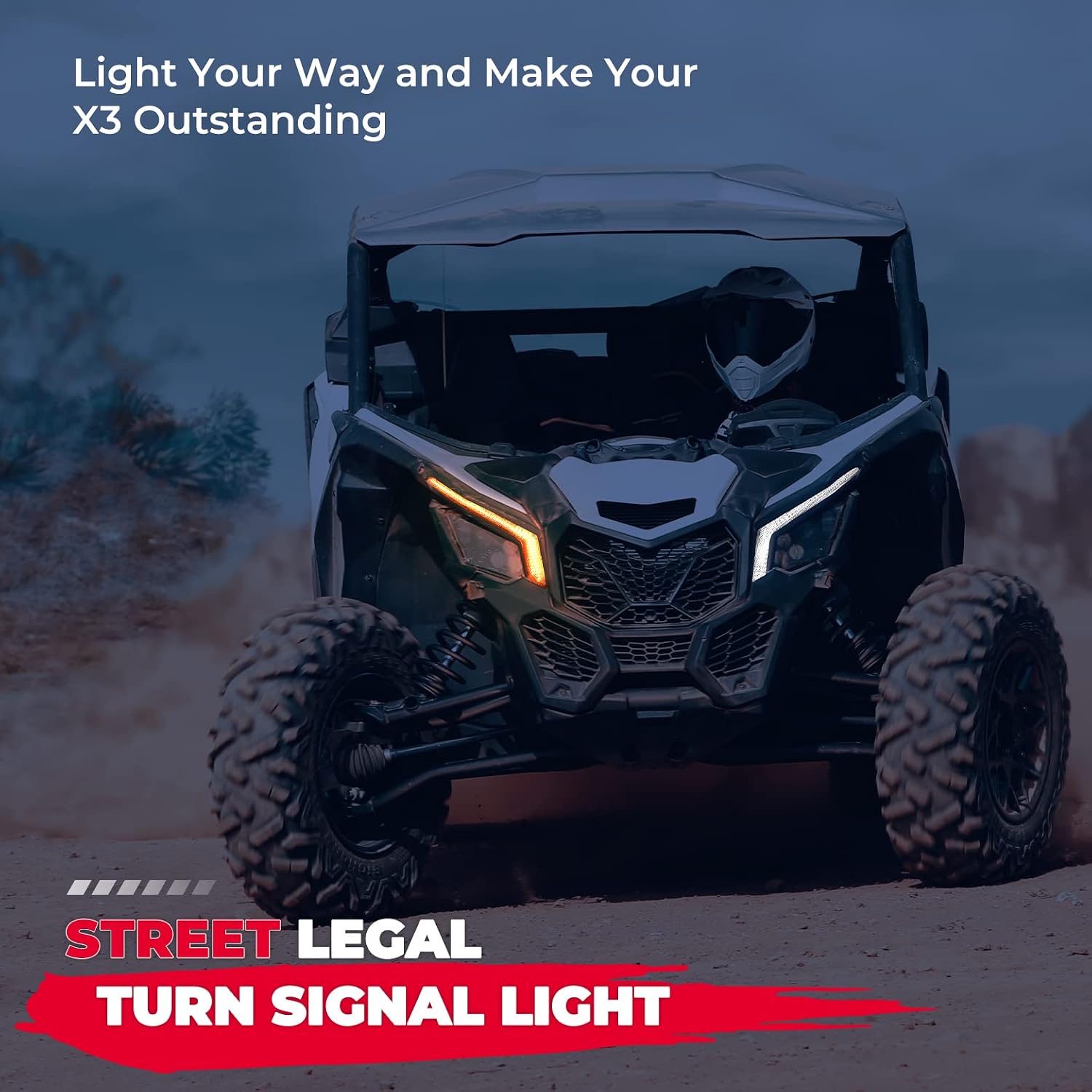 KEMIMOTO X3 Fang Lights RGB Compatible with Can Am Maverick X3 and MAX Models 2017-2026, Front Signature Light Assembly DRL Lighting