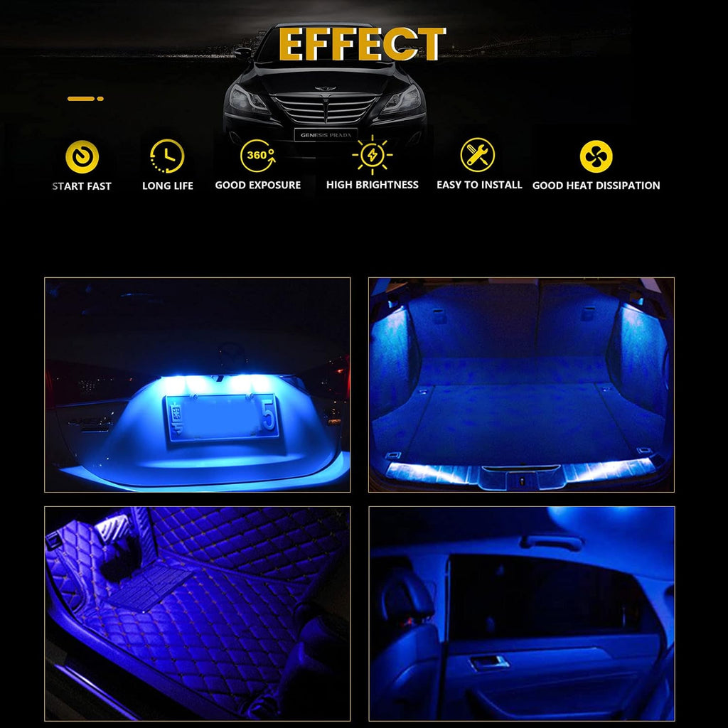YM E-Bright 20-Pack 194 Led Bulb Blue, T10 168 912 W5W 2825 LED Bulb for Car Interior Dome Map Light Trunk Door Dashboard License Plate Light Lamp, 5050Chips 5SMD, DC 12V