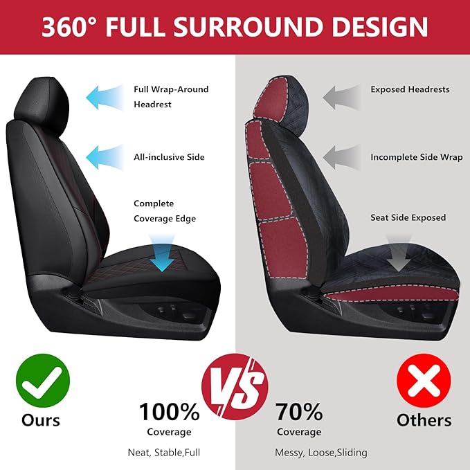 BABYBLU Chevy Chevrolet Silverado GMC Sierra Car Seat Covers Fit 2007-2023 2024 - Image 8