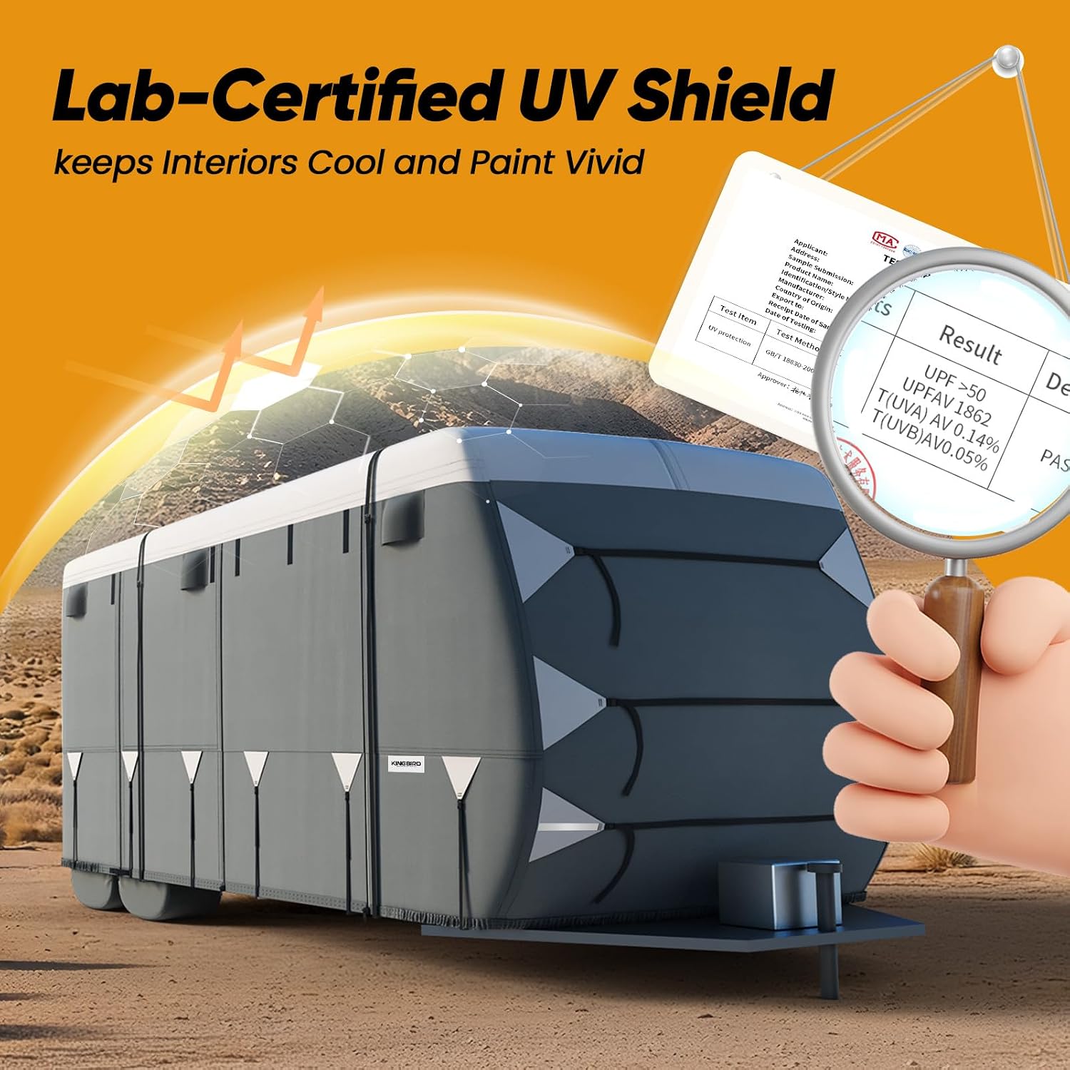 KING BIRD Enhanced RV Cover, Heavy Duty Snow Protection, Fits 24-27ft Travel Trailers Campers, with Adhesive Repair Patches,Windproof Straps&Tire Covers