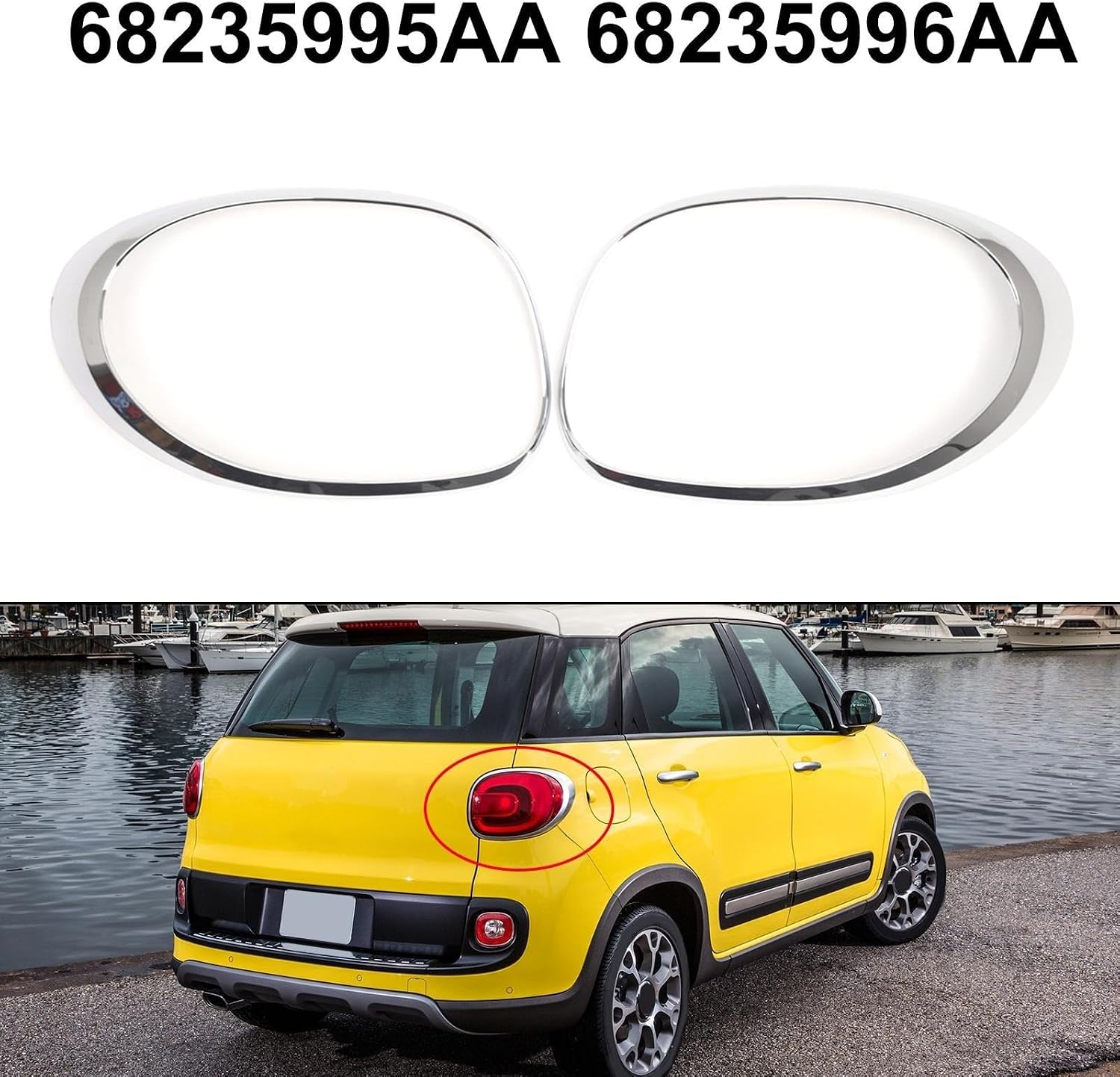 Silver Rear Taillight Trim Frame for Fiat 500L 2014-2020,ABS Light Bezel Cover Replace 68235995AA 68235996AA,2 Pack