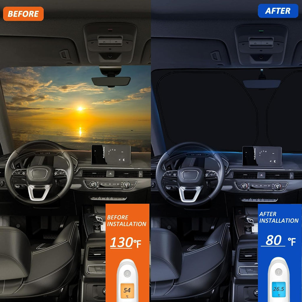 CC&TT Windshield Sun Shade Compatible with Toyo-ta Camry 2012-2017,Camry Sun Visors Sun Shade,Toyo-ta Camry Accessories (LE XLE Hybrid SE XSE) Foldable Front Window Shade Protector Blocks UV Rays