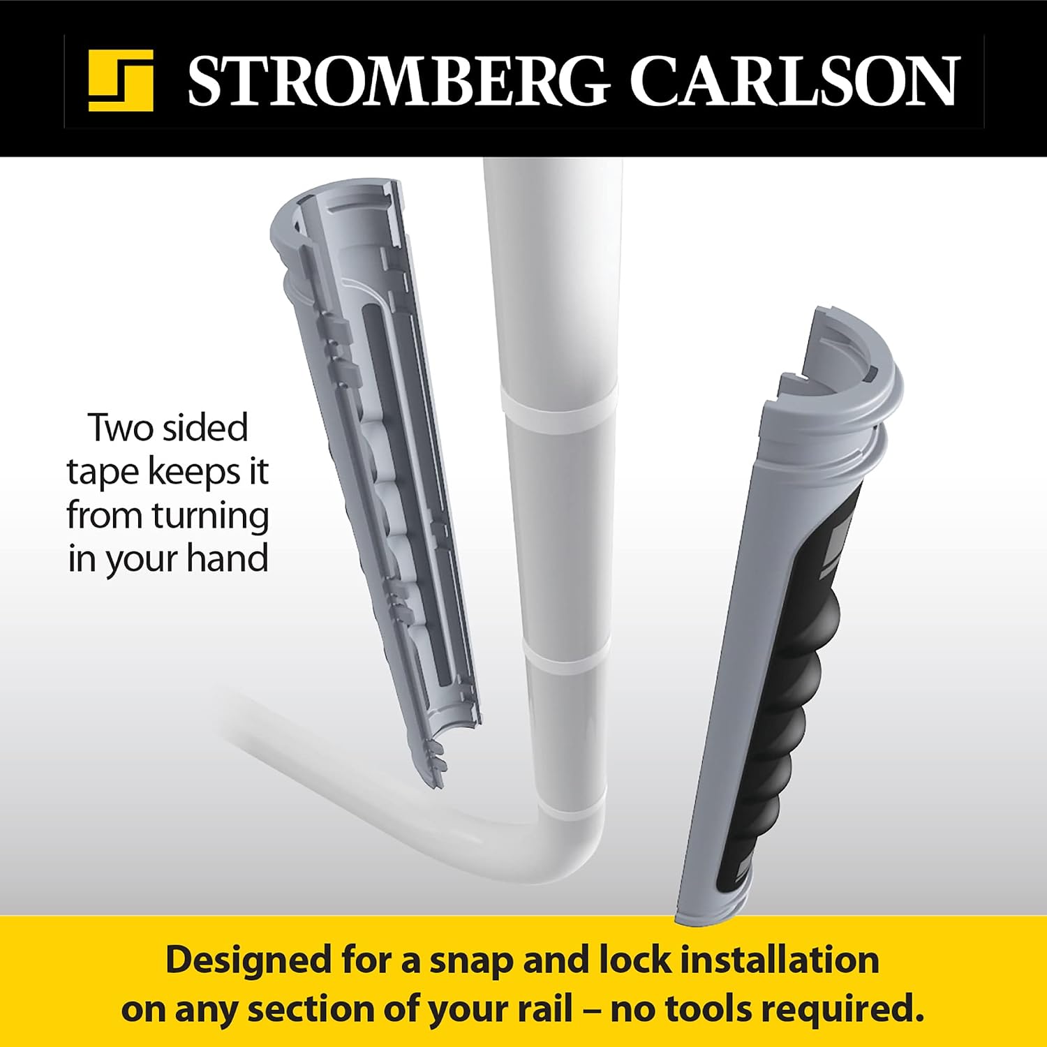 Stromberg Carlson Lend-A-Hand AM-01 Dura Grip RV Handle Replacement – Rubber Rail Cover for 1" Diameter Step Handles, Easy to Install Grab Bar Wrap for Entry Assistance – 9"L, Gray & Black