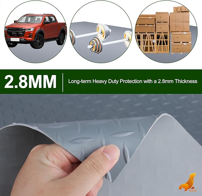 SEAL 5 x 20 Ft Premium Garage Floor Mat, Solid 2.8mm Thick Gray Commercial - Image 3