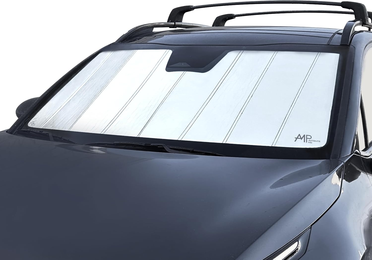 Windshield Foldable Lightweight Sunshade fits Toyota Crown Signia 2025-2026 | SUV | Silver & Black | Compact Block UV Protector Folding Flexible Rigid Insulation Reversible Accessories | Made in USA