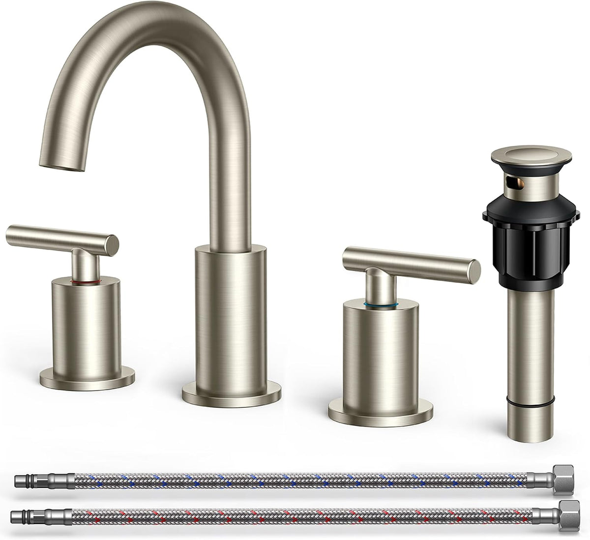 FORIOUS 8 In Widespread Brushed Nickel Bathroom Faucet 3 Hole