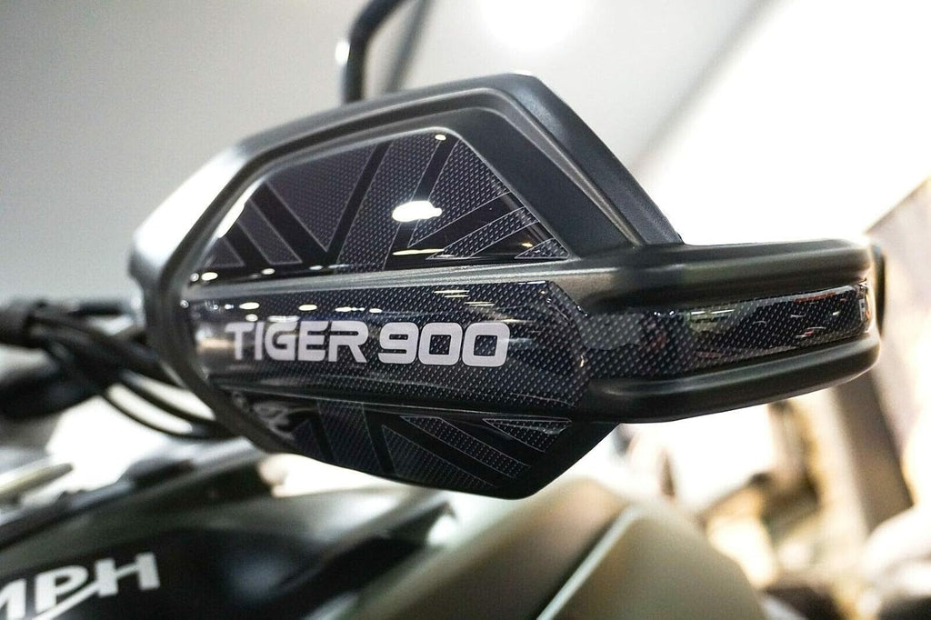 labelbike - 2 3D Stickers Motorcycle Handguards Protection and Decoration in Resin Compatible with Triumph Tiger 900 GT and Rally - Color Carbon Black Grey